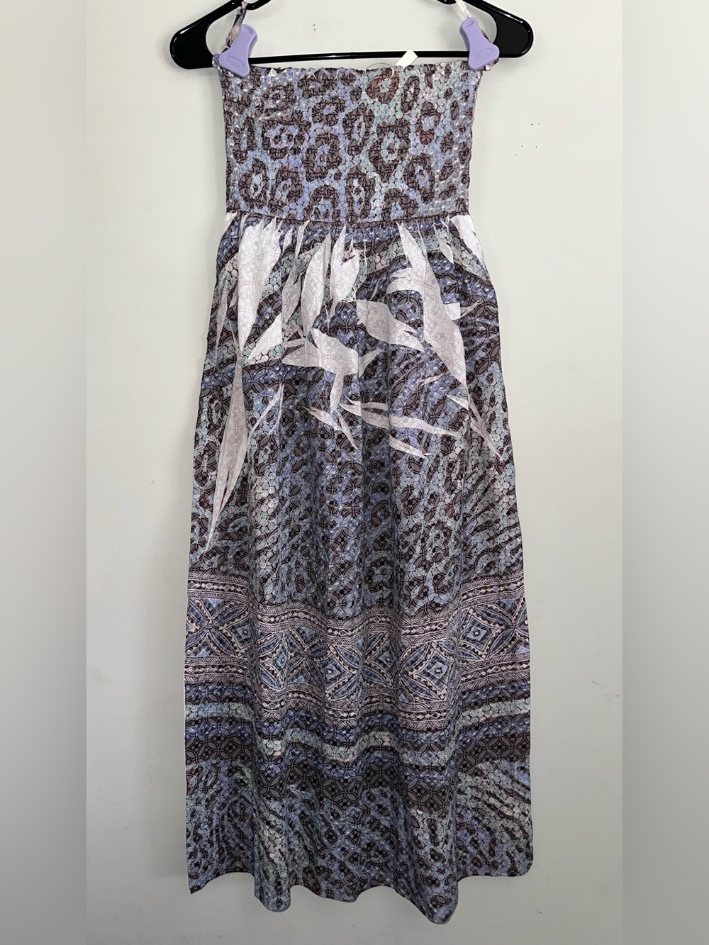 Strapless Sundress, Midi / Maxi, Animal Print, Smocked Bodice, M